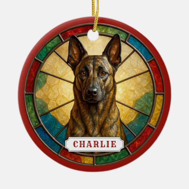 Dutch Shepherd Dog Ceramic Circle Ornament (Front)