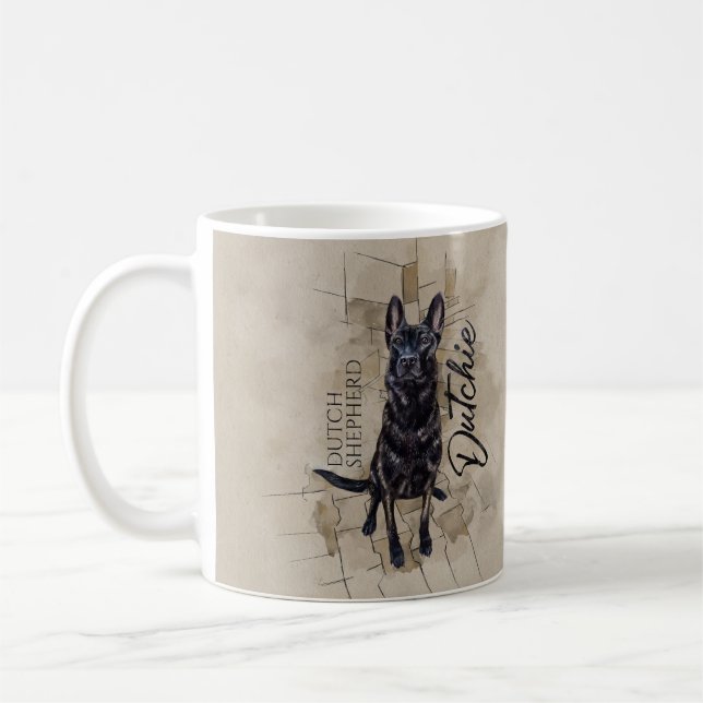 Dutch Shepherd - Dutchie Illustration Coffee Mug (Left)