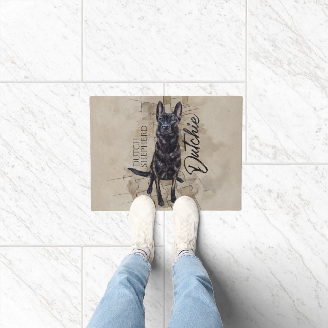 Dutch Shepherd - Dutchie Illustration Doormat (Indoor)