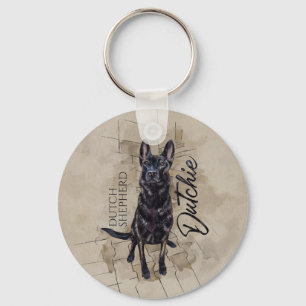 Dutch Shepherd - Dutchie Illustration Key Ring