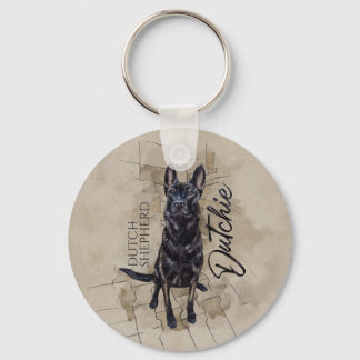 Dutch Shepherd - Dutchie Illustration Key Ring