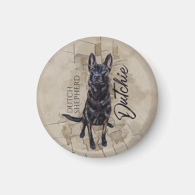 Dutch Shepherd - Dutchie Illustration Magnet (Front)