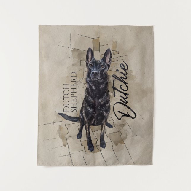 Dutch Shepherd - Dutchie Illustration Tapestry (Front)