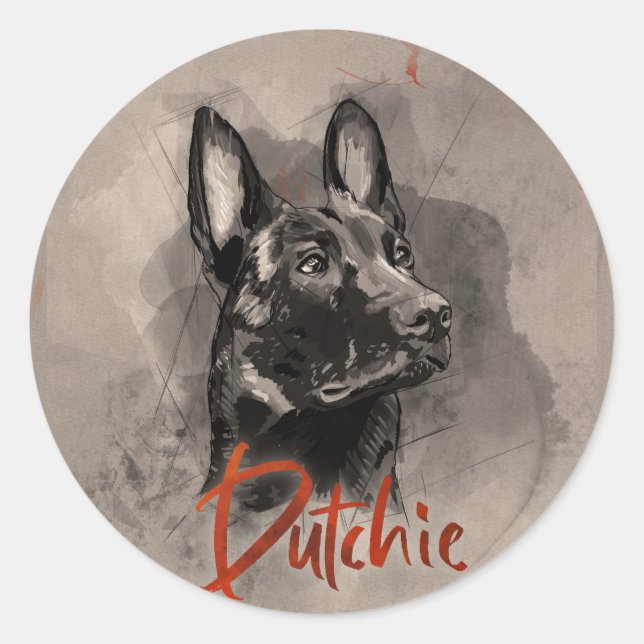 Dutch Shepherd -Hollandse Herdershond  Classic Round Sticker (Front)