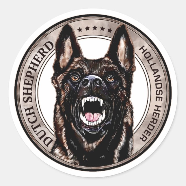 Dutch Shepherd -Hollandse Herdershond  Classic Round Sticker (Front)