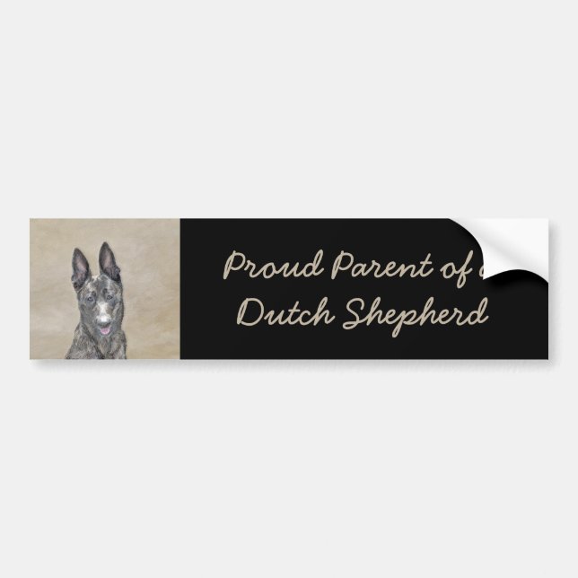 Dutch Shepherd Painting - Cute Original Dog Art Bumper Sticker (Front)