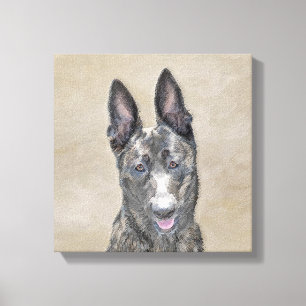 Dutch Shepherd Painting - Cute Original Dog Art Canvas Print
