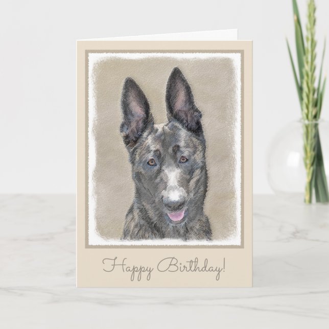 Dutch Shepherd Painting - Cute Original Dog Art Card (Front)
