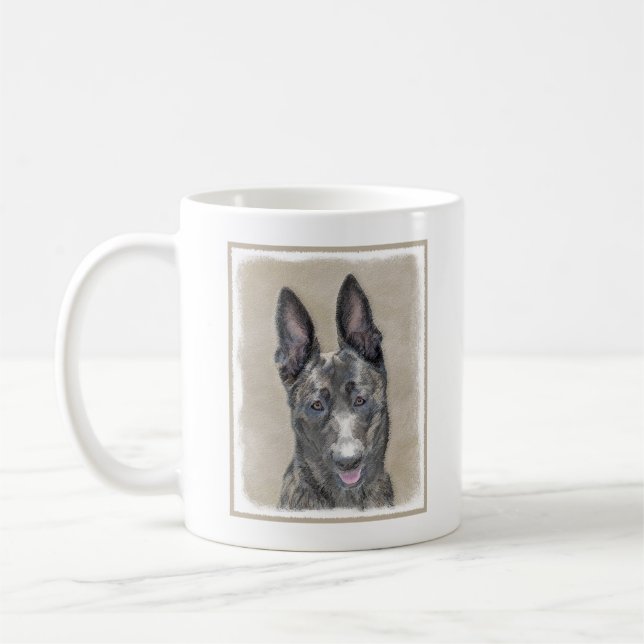 Dutch Shepherd Painting - Cute Original Dog Art Coffee Mug (Left)