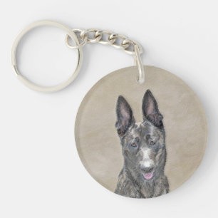 Dutch Shepherd Painting - Cute Original Dog Art Key Ring