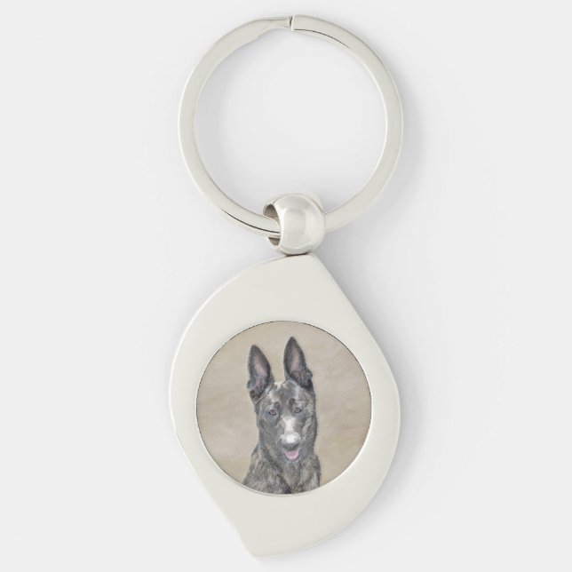 Dutch Shepherd Painting - Cute Original Dog Art Key Ring (Front)