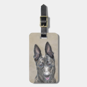 Dutch Shepherd Painting - Cute Original Dog Art Luggage Tag