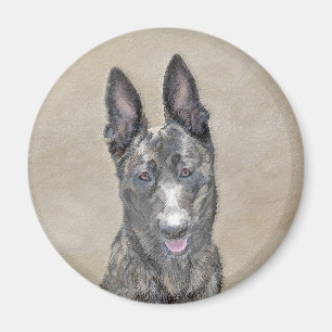 Dutch Shepherd Painting - Cute Original Dog Art Magnet