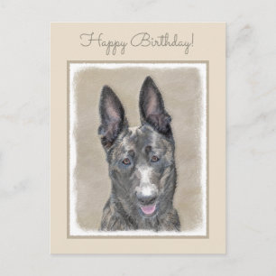 Dutch Shepherd Painting - Cute Original Dog Art Postcard