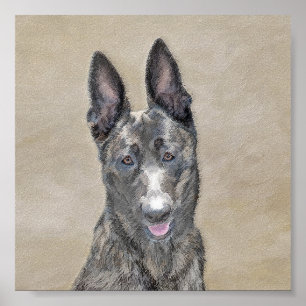 Dutch Shepherd Painting - Cute Original Dog Art Poster