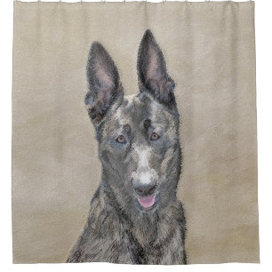 Dutch Shepherd Painting - Cute Original Dog Art Shower Curtain