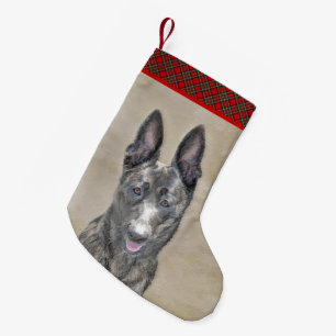 Dutch Shepherd Painting - Cute Original Dog Art Small Christmas Stocking