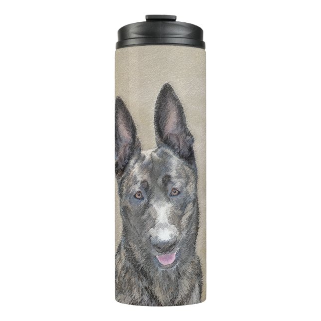 Dutch Shepherd Painting - Cute Original Dog Art Thermal Tumbler (Front)