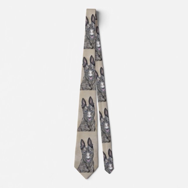 Dutch Shepherd Painting - Cute Original Dog Art Tie (Front)