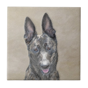 Dutch Shepherd Painting - Cute Original Dog Art Tile