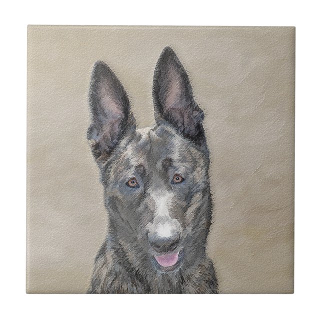 Dutch Shepherd Painting - Cute Original Dog Art Tile (Front)