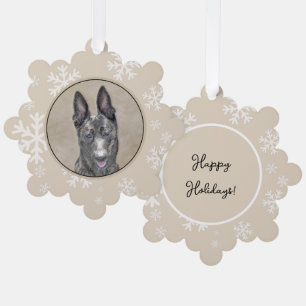 Dutch Shepherd Painting - Cute Original Dog Art Tree Decoration Card