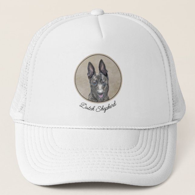 Dutch Shepherd Painting - Cute Original Dog Art Trucker Hat (Front)