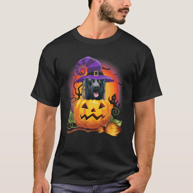 Dutch Shepherd Witch Pumpkin Halloween Dog Lover T-Shirt (Front)