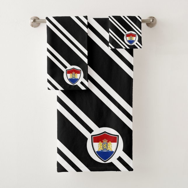 Dutch shield flag-coat arms bath towel set (Insitu)