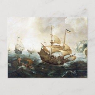 Dutch Ships 1600's Postcard