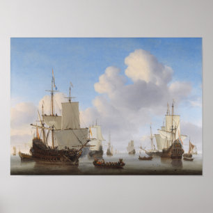 Dutch Ships In A Calm - Maritime Painting Poster