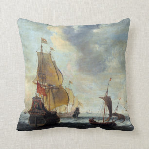 Dutch Ships in a Lively Breeze Cushion