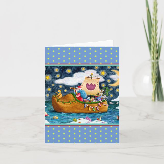 DUTCH SHOE SANTA SHIP, ICEBERG, WHALE, TEDDY Blank Card (Front)