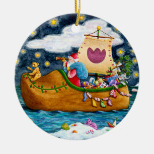DUTCH SHOE SANTA SHIP, ICEBERGS, WHALE, TEDDY BEAR CERAMIC TREE DECORATION