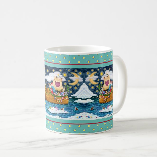 DUTCH SHOE SANTA SHIP, ICEBERGS, WHALE, TEDDY BEAR COFFEE MUG (Front Right)