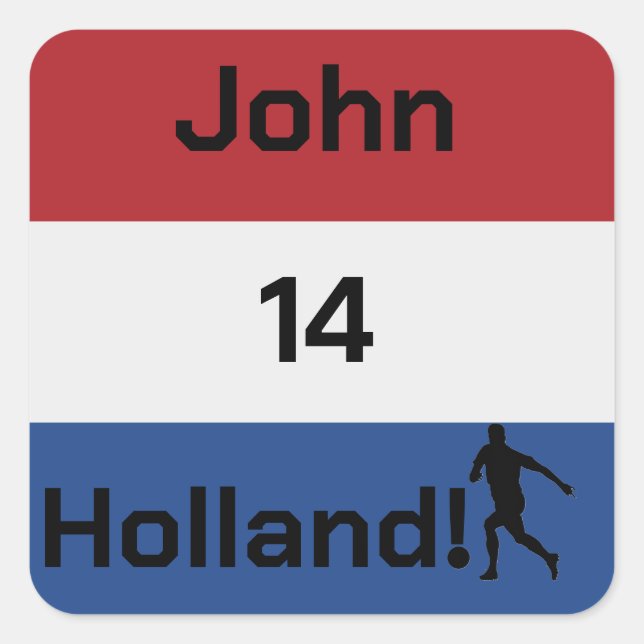 Dutch Soccer, customisable     Square Sticker (Front)