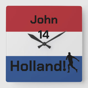 Dutch Soccer, customisable    Square Wall Clock