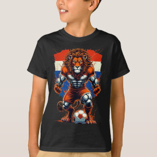 Dutch Soccer Football Fan Vintage Lion Animal Art T-Shirt