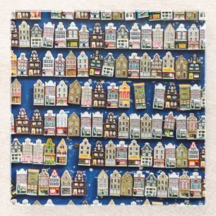 Dutch souvenirs, Amsterdam street scene. Glass Coaster