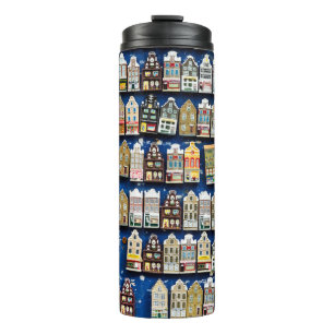 Dutch souvenirs, Amsterdam street scene. Thermal Tumbler