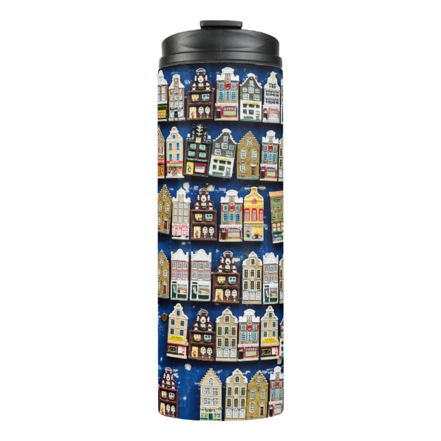 Dutch souvenirs, Amsterdam street scene. Thermal Tumbler (Front)