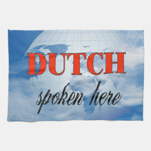 Dutch spoken here cloudy earth tea towel