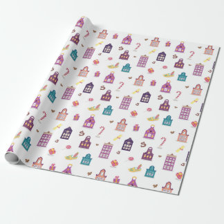 Dutch St. Nicholas Day Sinterklaas Holiday, Houses Wrapping Paper