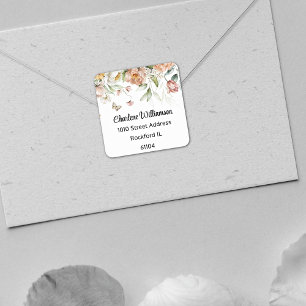 Dutch Still Life Floral Watercolor Drop Address Square Sticker