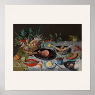 Dutch Still Life Meat and Fish Square Poster
