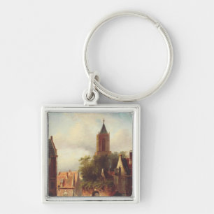 Dutch Town Scene by Charles Leickert Landscape Key Ring