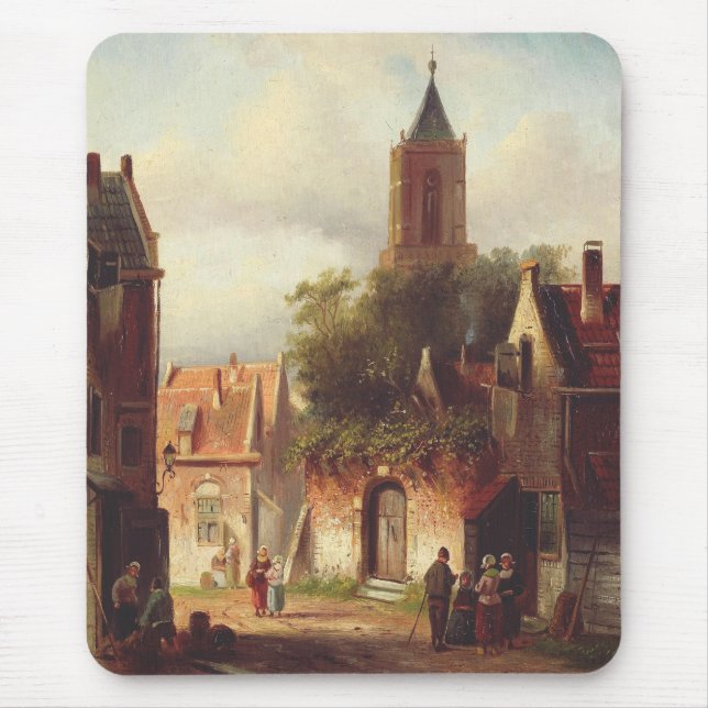 Dutch Town Scene by Charles Leickert Landscape Mouse Mat (Front)