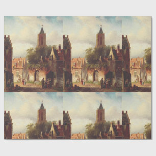 Dutch Town Scene by Charles Leickert Landscape Wrapping Paper