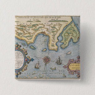 Dutch Trade map of the Baltic Sea 15 Cm Square Badge
