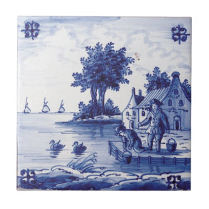 Dutch traditional blue tile